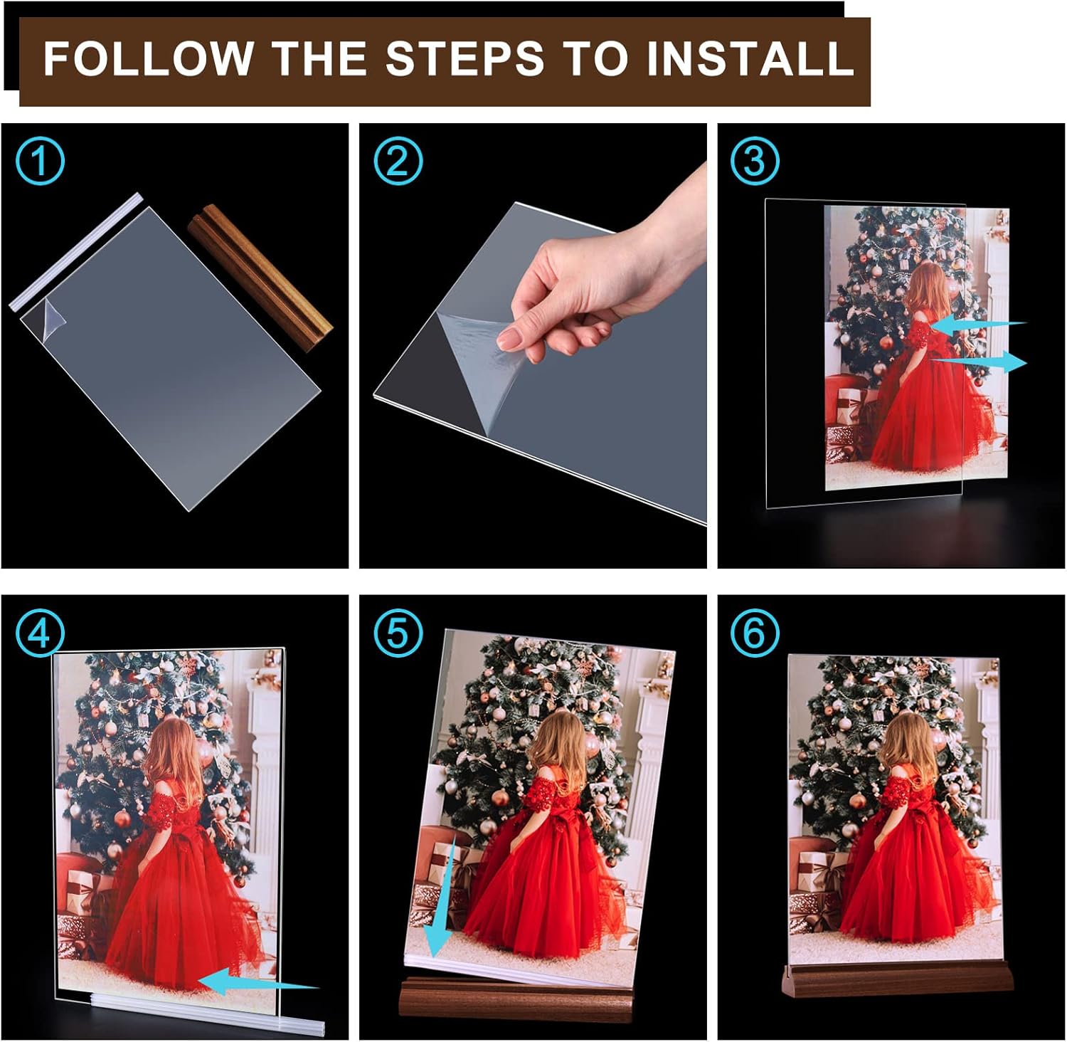 Thumbnail 2 de Lot de 8 présentoirs menu A4 Srvnpioy en acrylique et bois pour tables