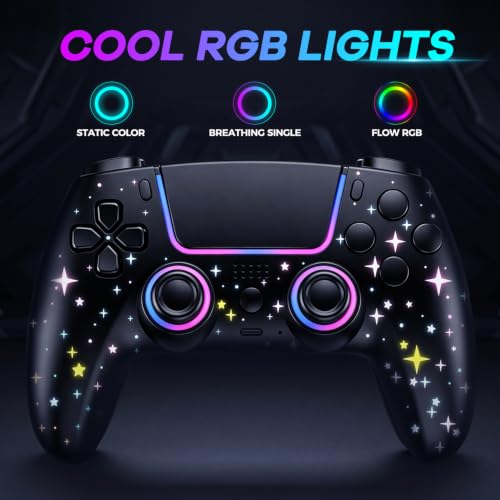 Detalle de Pogriko manette sans fil pour PS5, PS5 Pro et Slim, éclairage RGB et boutons arrière