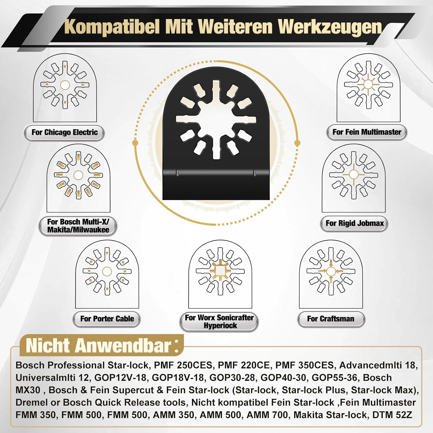 Thumbnail 2 de Sägeblätter-Set (105-teilig) von CGBOOM für Oszillations-Multitools aus Kohlenstoffstahl und Edelstahl
