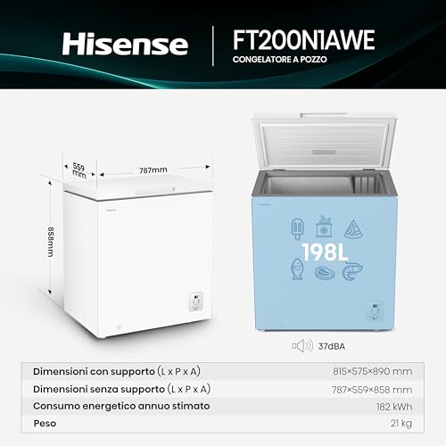 Detalle 2 de Hisense FT200N1AWE NUOVO Congelatore a pozzo 198 L – Display LED, 40 dB, Classe E, bianco