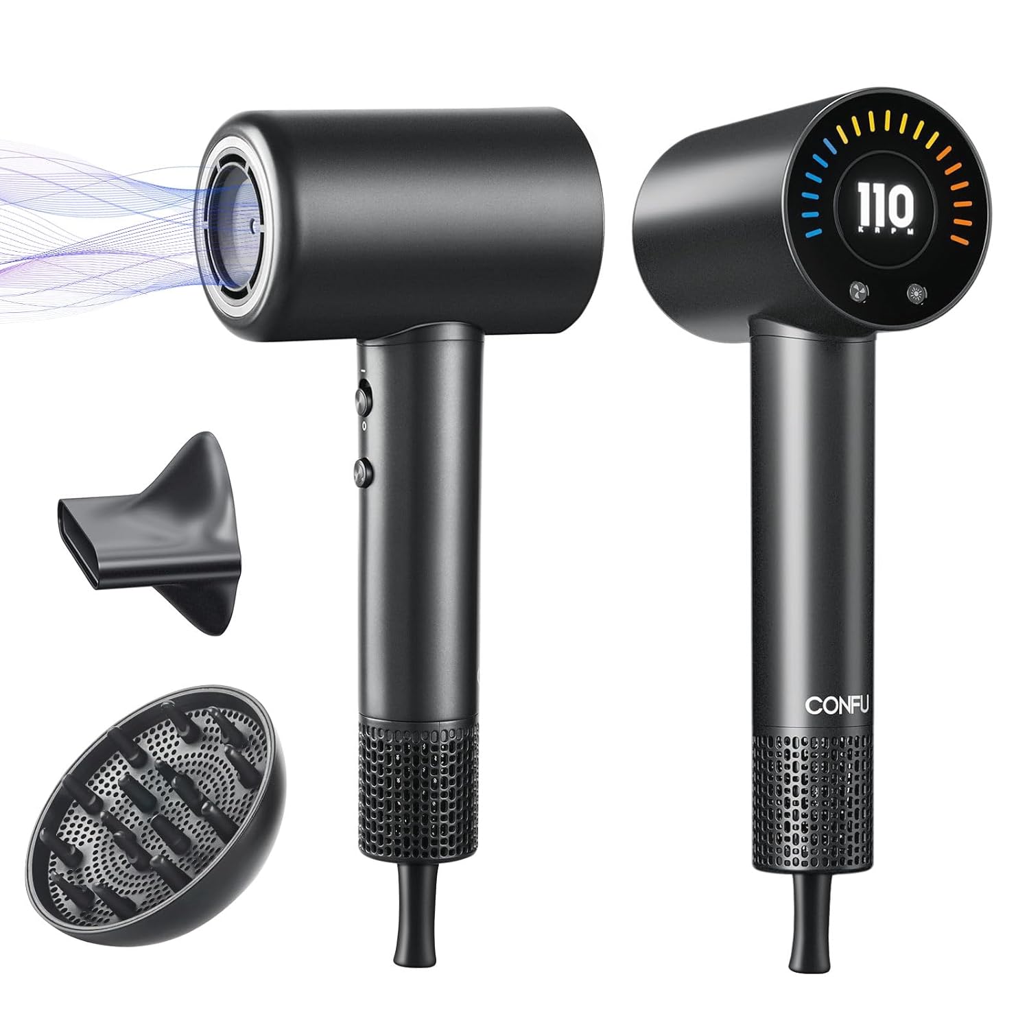 Detalle de CONFU Hair Dryer with 110000 RPM Motor, Magnetic Diffuser & Concentrator, Ionic Fast Dry Blow Dryer