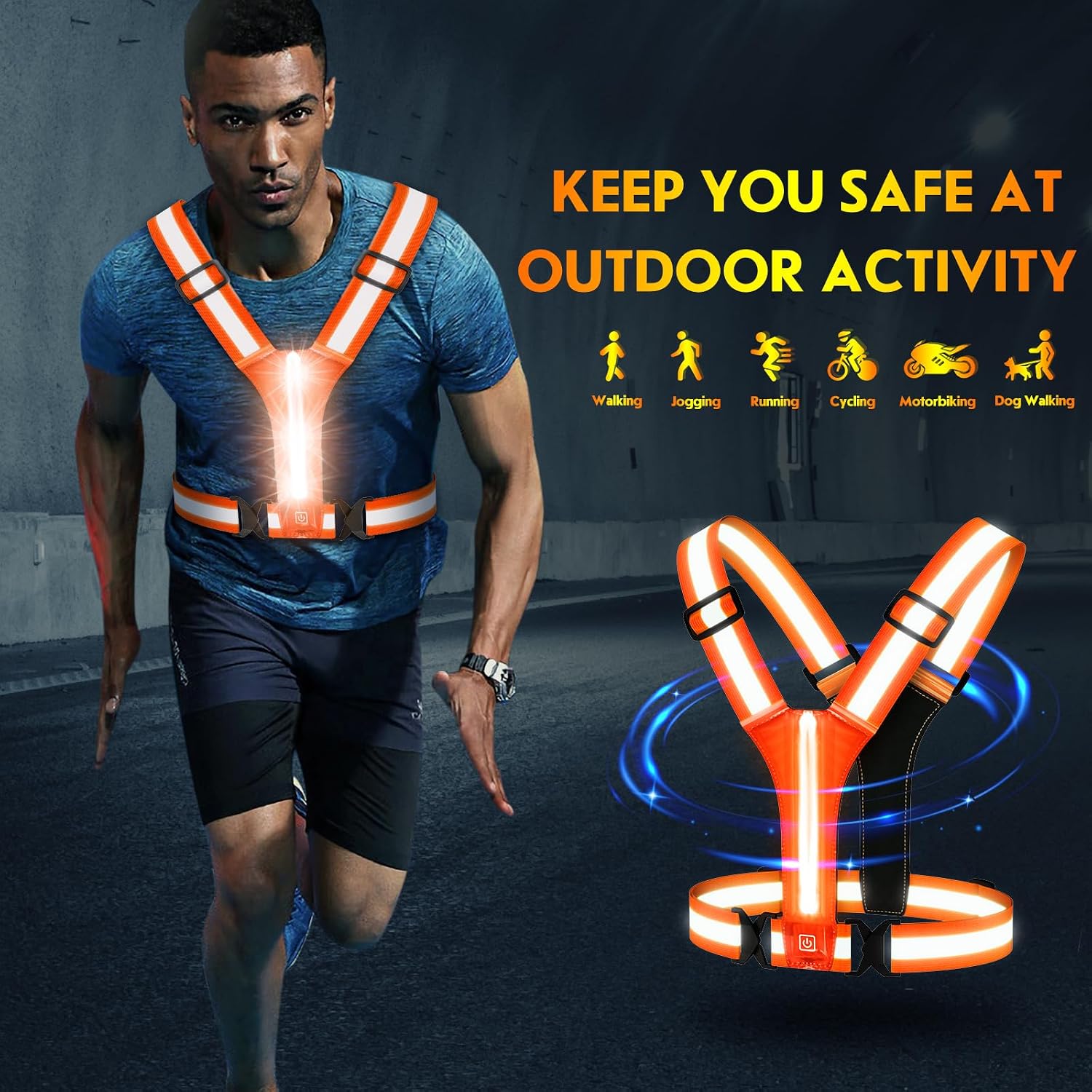 Thumbnail 6 de Simket LED Reflective Running Vest, USB-Rechargeable and Water-Resistant