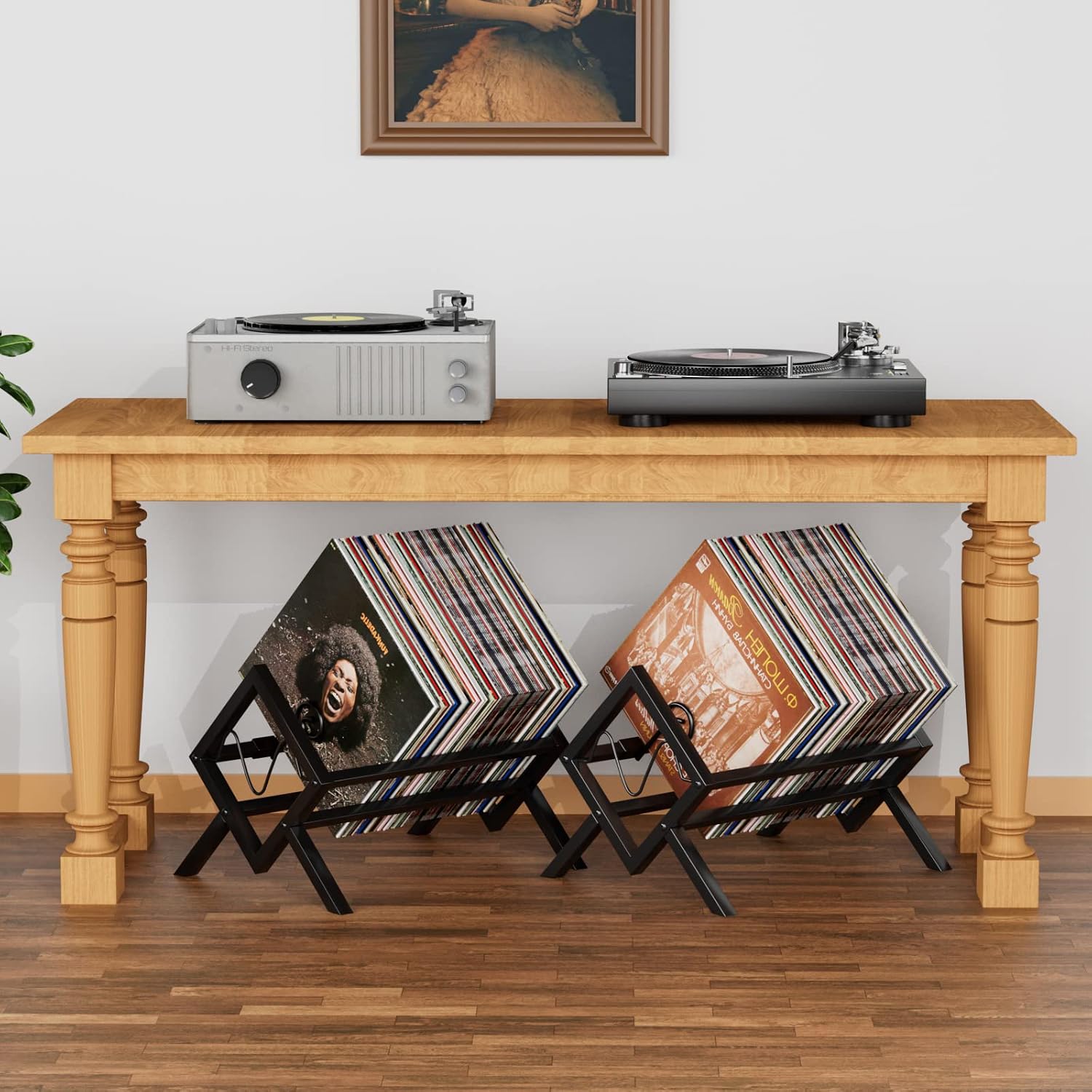 Detalle de EKNITEY Vinyl-Schallplattenständer für 80–100 LPs (Metall, schwarz) – einfach zu montieren