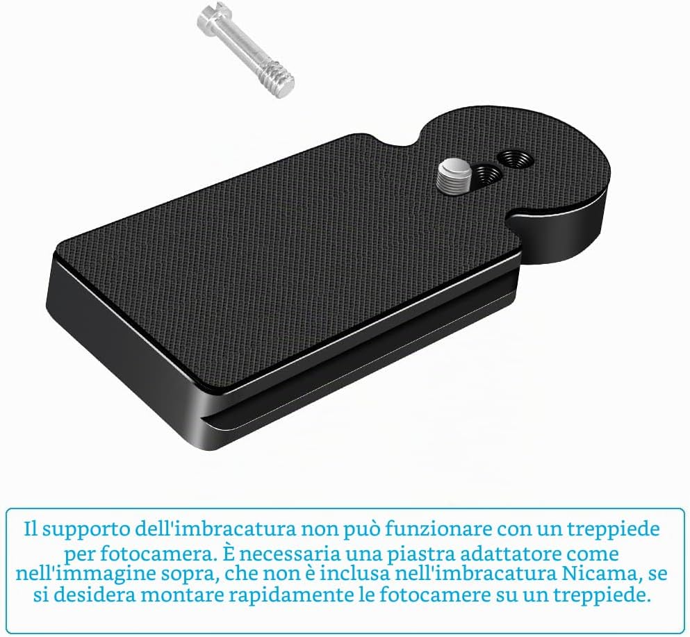 Detalle de Nicama Imbracatura Pettorale per Fotocamera — cinturino doppio, sgancio rapido e trasporto sicuro per DSLR