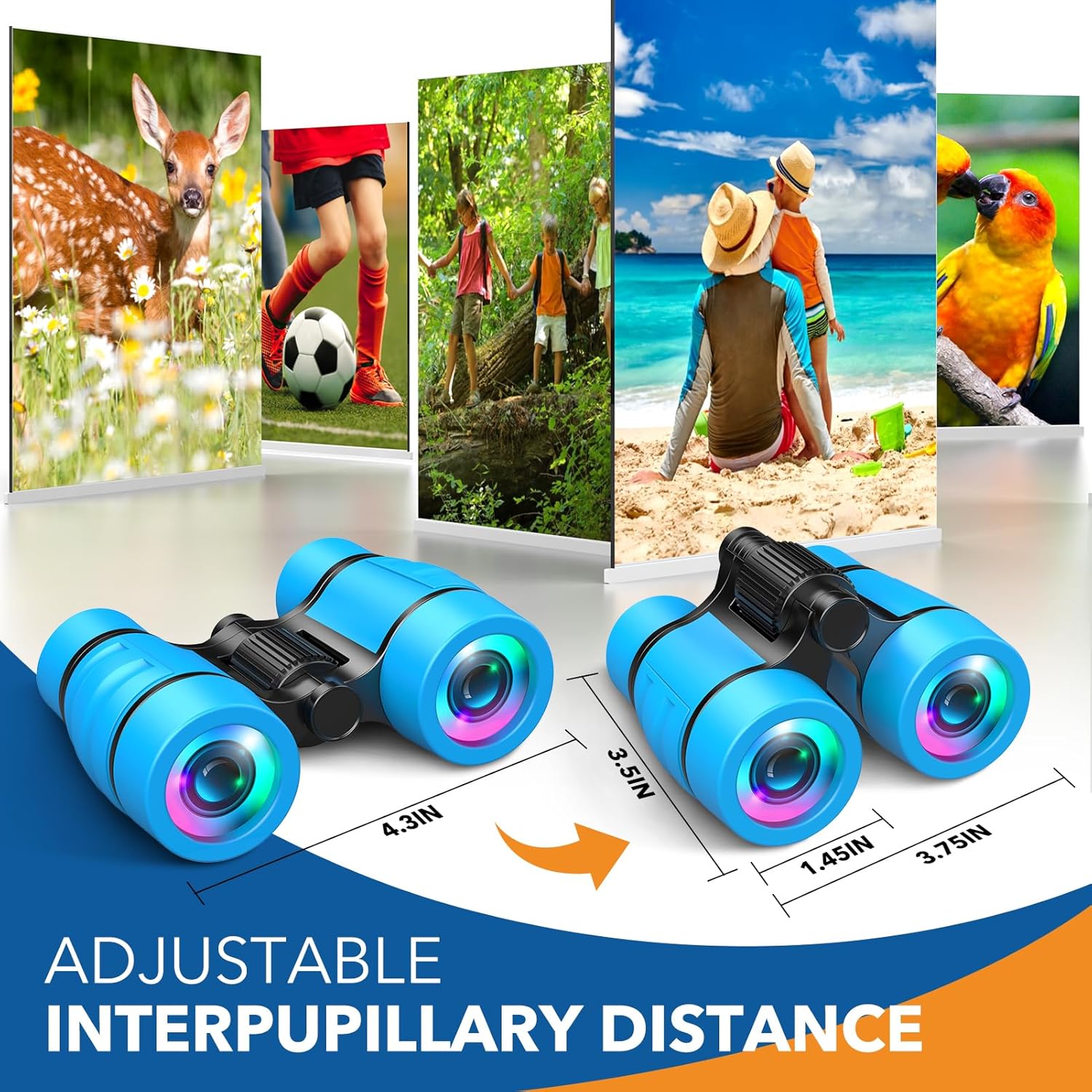 Thumbnail 2 de Kids Binoculars for Boys and Girls (Age 3–9) – 4x Magnification Travel Toy with Neck Strap & Carry Bag
