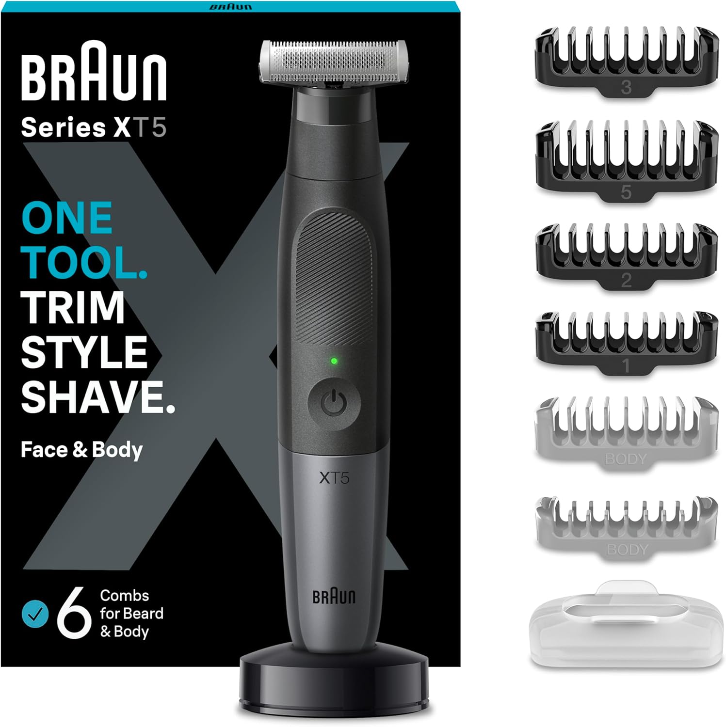 Detalle de Braun Regolabarba Uomo e Rasoio Elettrico Series X XT5300: taglio preciso per viso e corpo, testina 4D
