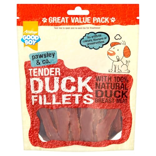 Detalle de Good Boy Tender Duck Fillets Dog Treats 320 g (Pack of 3) – 100% Natural Duck Breast, Low Fat Chewy Treats