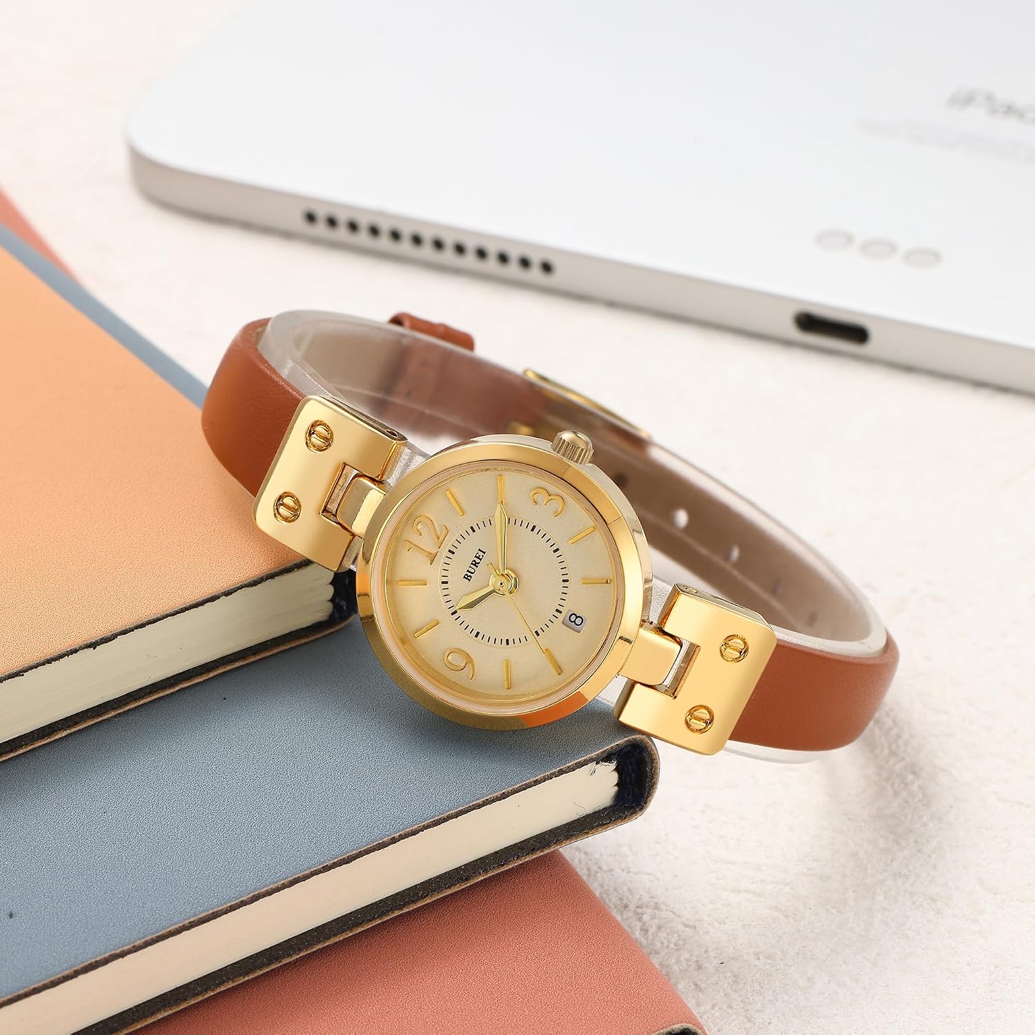 Detalle 2 de BUREI Orologio donna lusso quarzo cinturino pelle