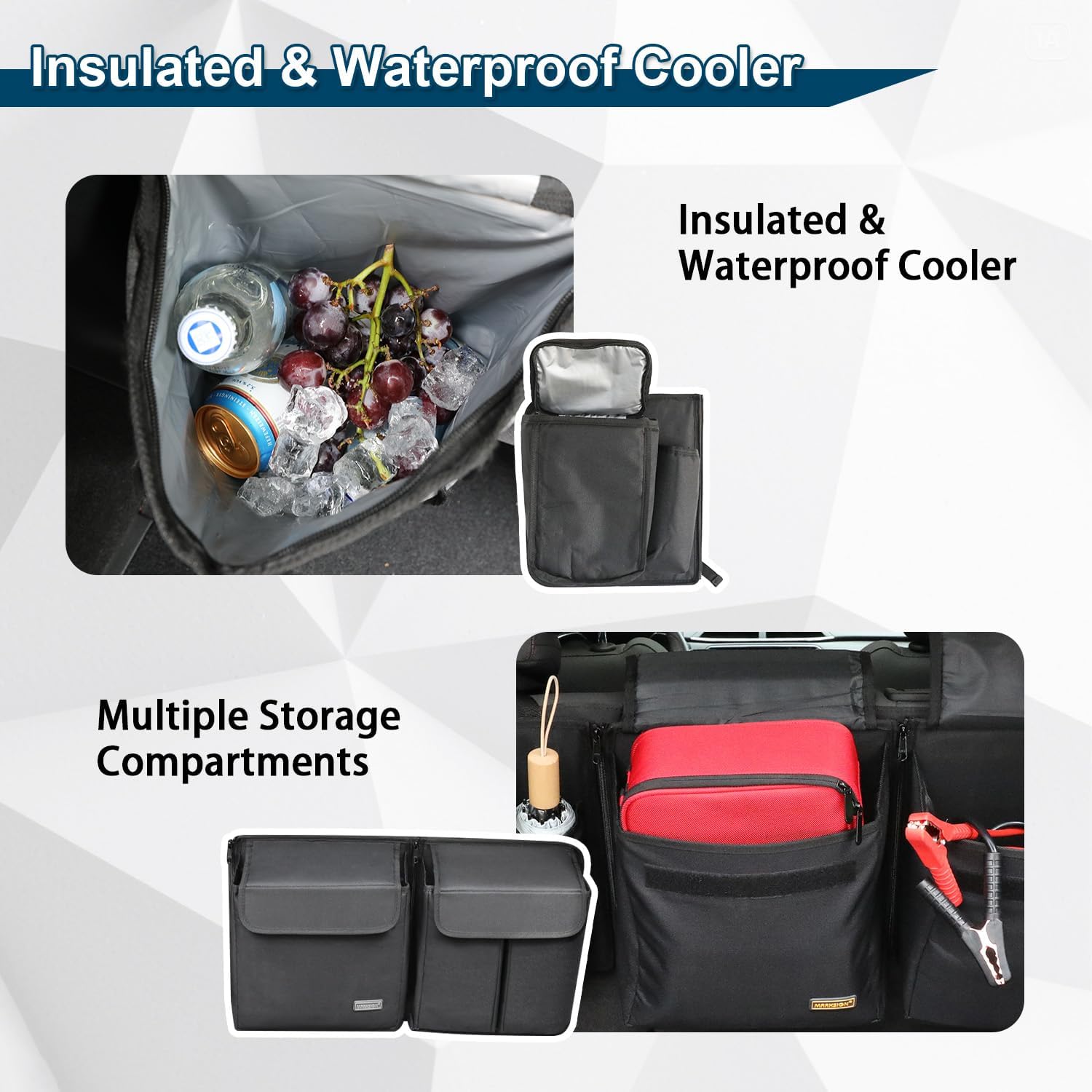Detalle de MARKSIGN Deluxe Trunk and Backseat Organizer with Detachable Cooler Modules (for Medium/Large SUVs & RVs)