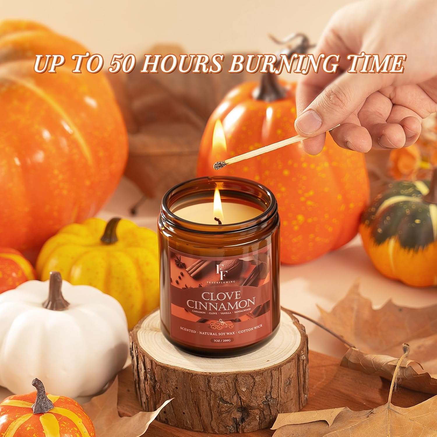 Detalle 2 de FF FRAGRFLOWING Fall Scented Candle Set, 4 Soy Wax Candles