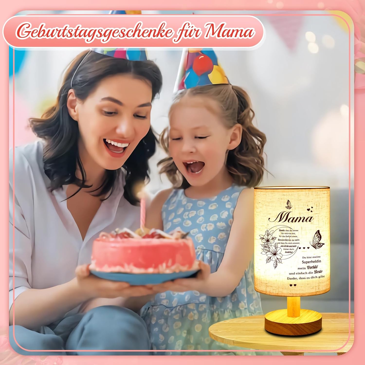 Thumbnail 4 de Linkax Tischlampe für Mama mit Spruch „Mama Danke, dass Du immer für mich da bist“ als Muttertagsgeschenk