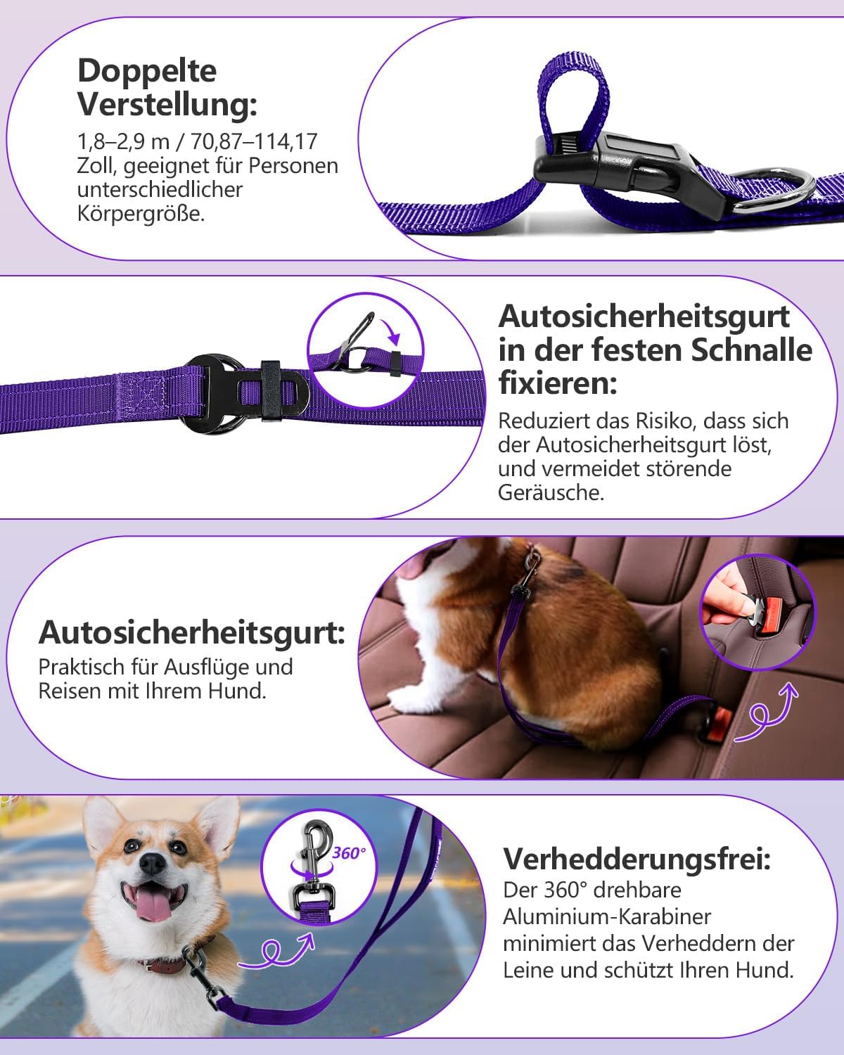 Detalle de Hundeleine für Hüftführung 1,8–2,9 m