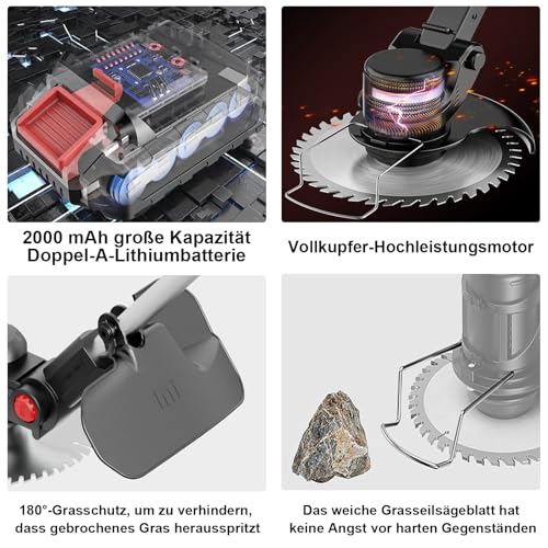 Detalle 2 de SMILOVII 21V Akku Rasentrimmer 3-in-1 Freischneider & Kantenschneider