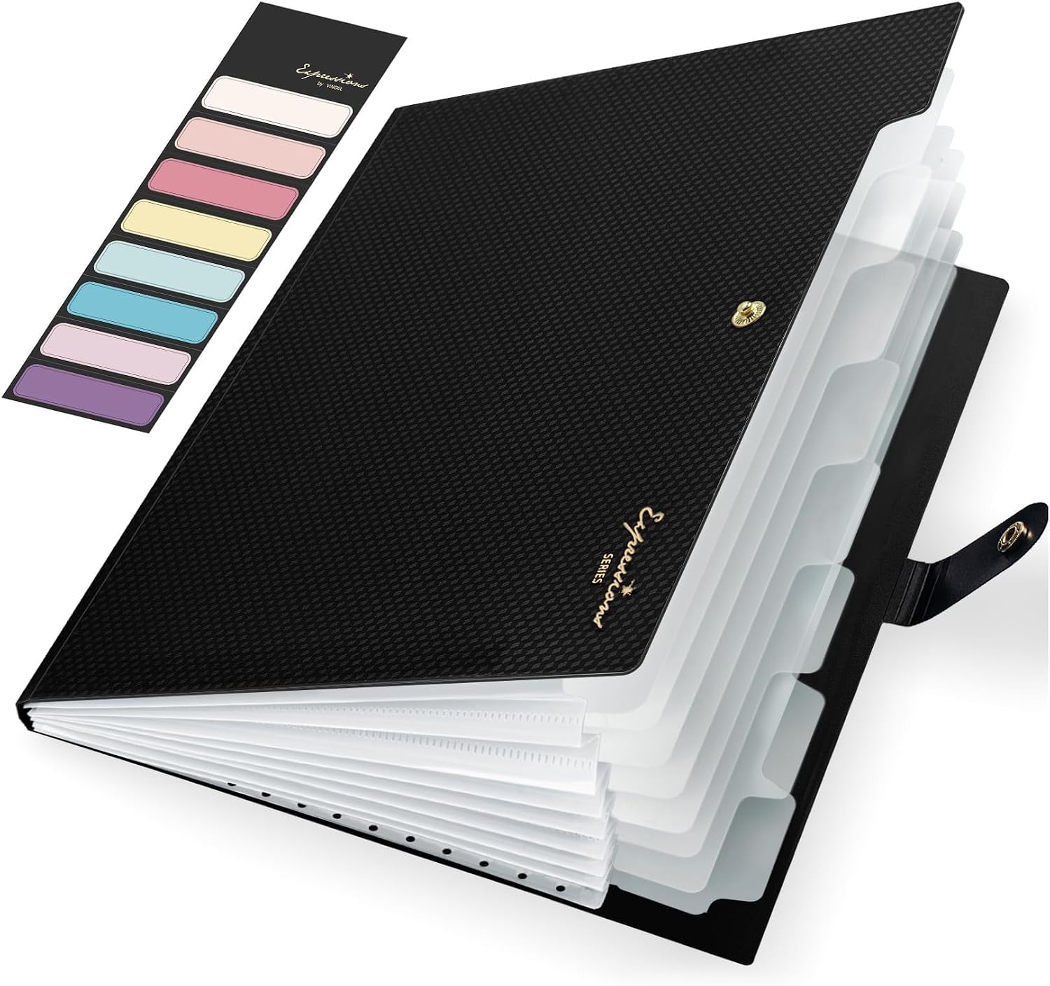Detalle de Sooez expanding file folder, 8-Pocket Accordion Organizer with Labels, Black