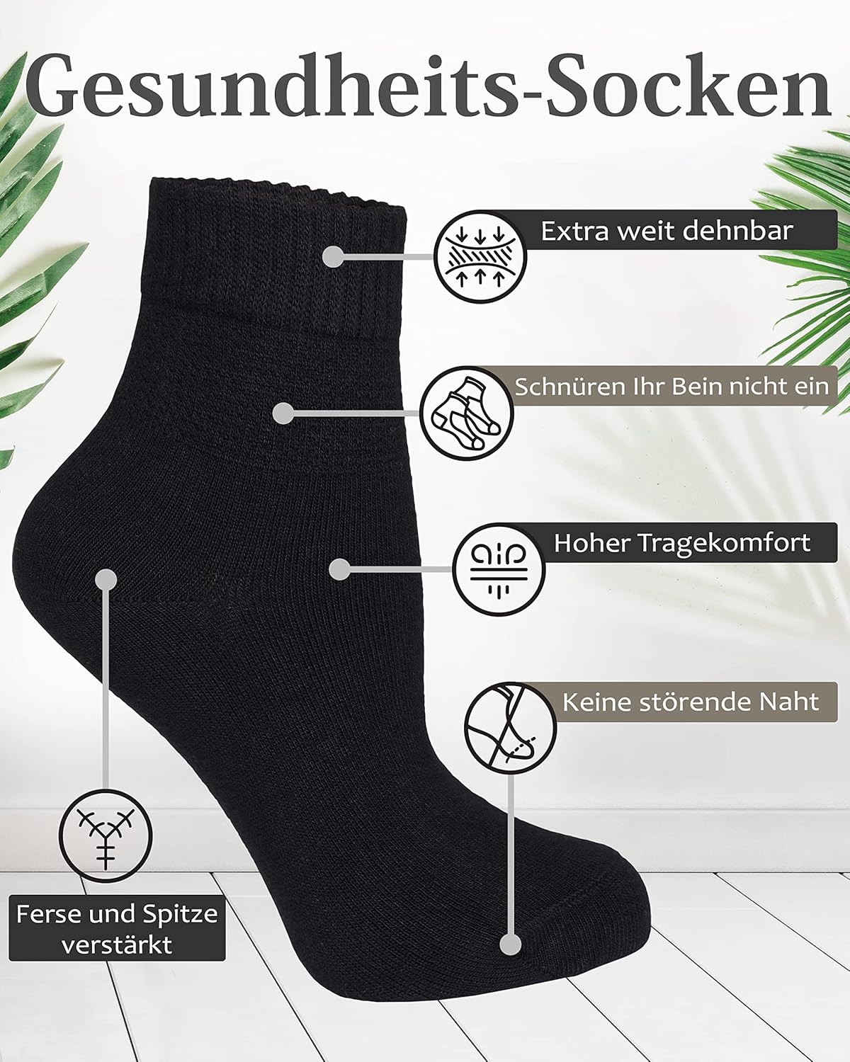Thumbnail 2 de Fiera Besa Diabetikersocken ohne Gummi, Komfortbund