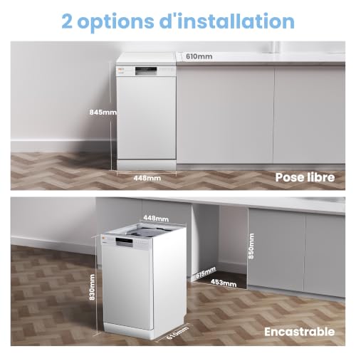 Detalle de COMFEE CDWEF1034BW – Lave-vaisselle pose libre 10 couverts, 45 cm