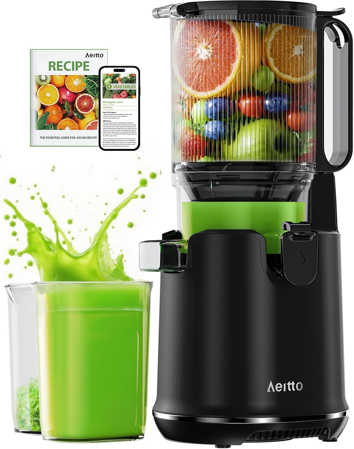 Aeitto Cold Press Juicer with 5.3-Inch Feed Chute