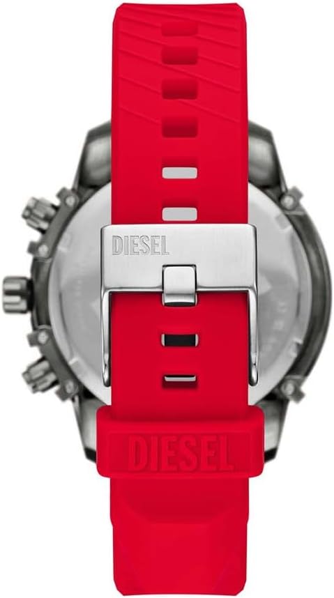 Detalle de Diesel Griffed Watch for Men — Édition robuste au chronographe et bracelet rouge