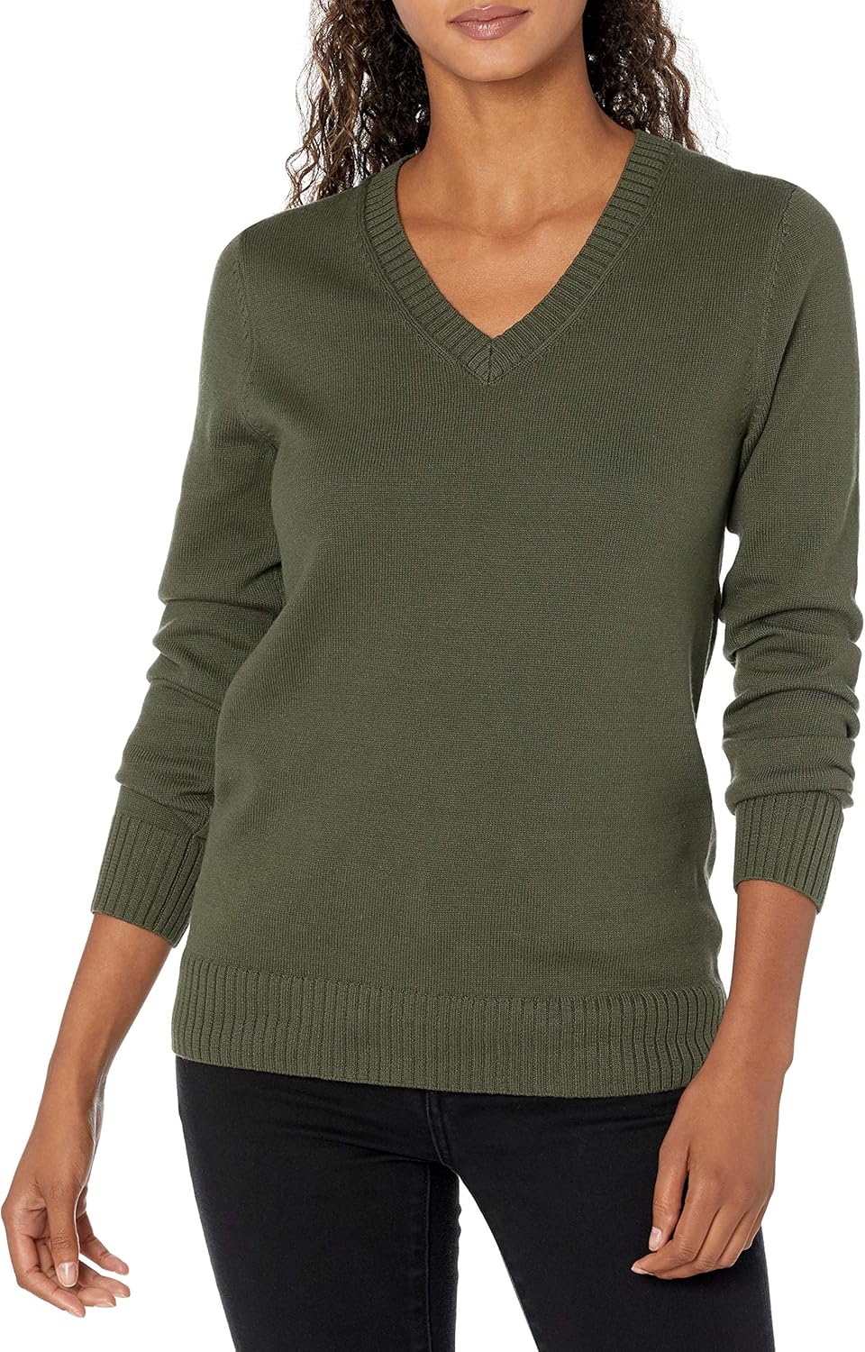 Detalle de Amazon Essentials Women's Lightweight Long-Sleeve V-Neck Cotton Sweater