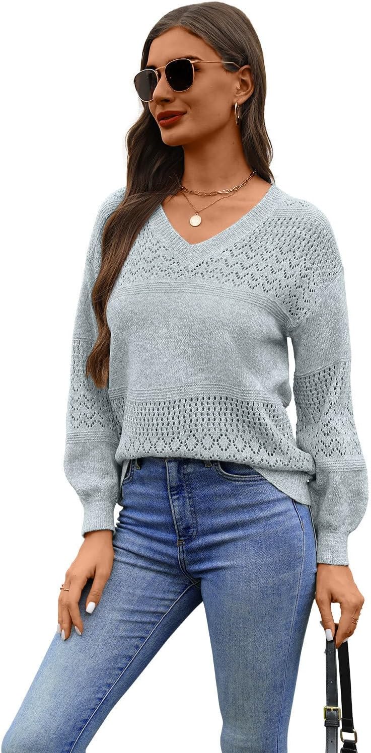 Detalle 2 de MixShe Women's Knit Sweater V-Neck