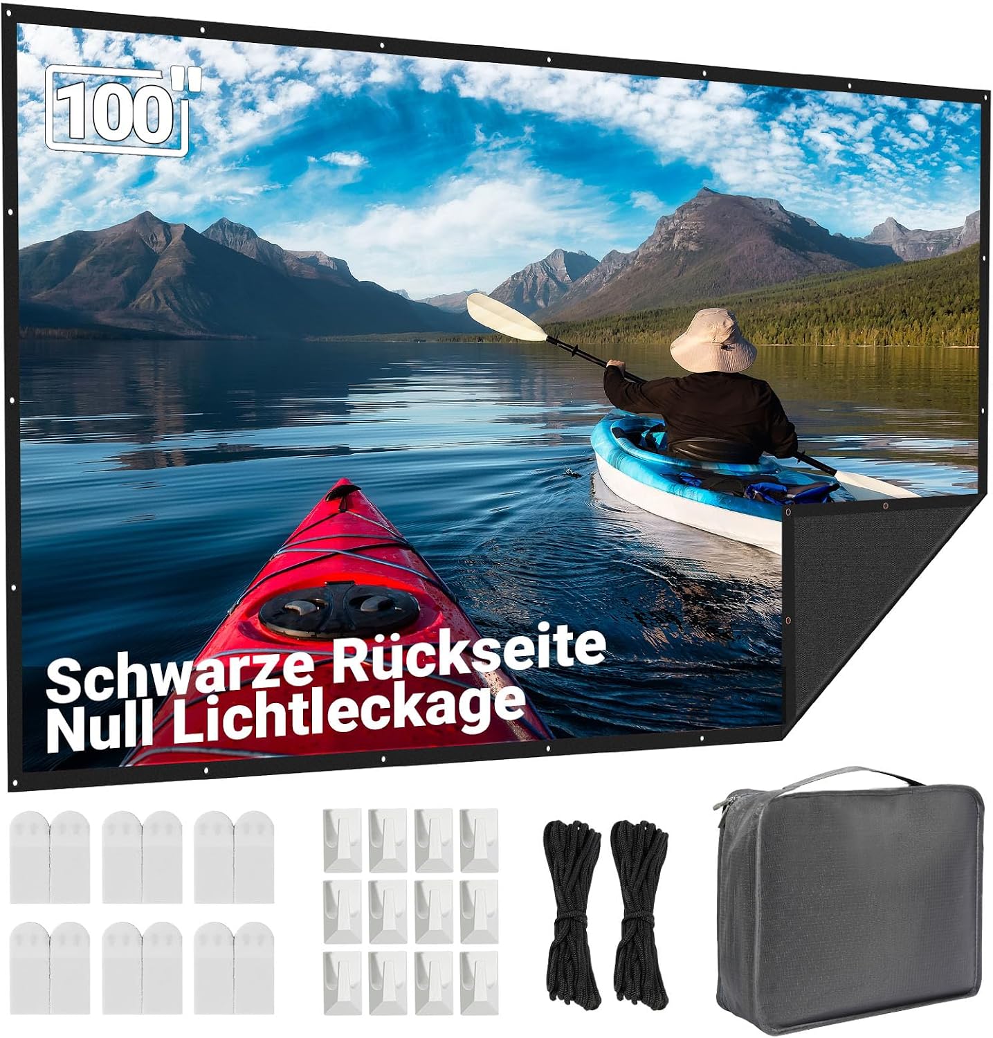 Detalle de Beamer Leinwand 100 Zoll Outdoor von LEORFI – Tragbare, faltbare Projektionswand für Indoor & Outdoor