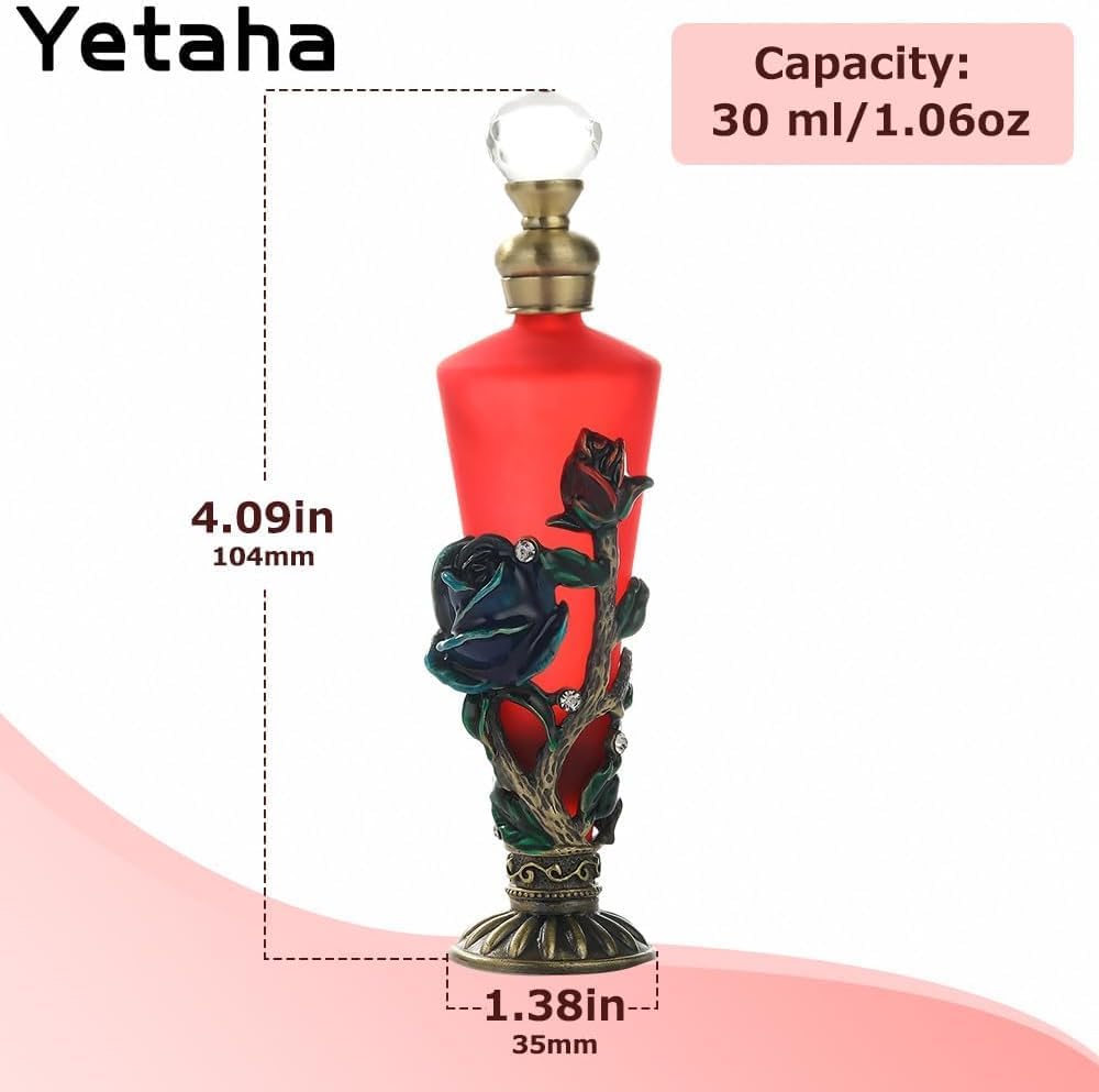 Detalle de Yetaha Vintage Glass Perfume Bottles: Elegant 30ml Crystal Dropping Bottles for Home Décor