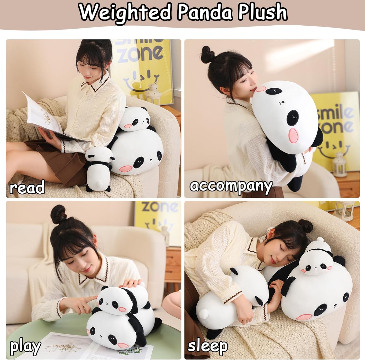 Thumbnail 3 de SQEQE Weighted Panda Plush (9.8 Inch, 0.8 Lbs) — Weighted Panda Stuffed Animal & Sleep Pillow Toy