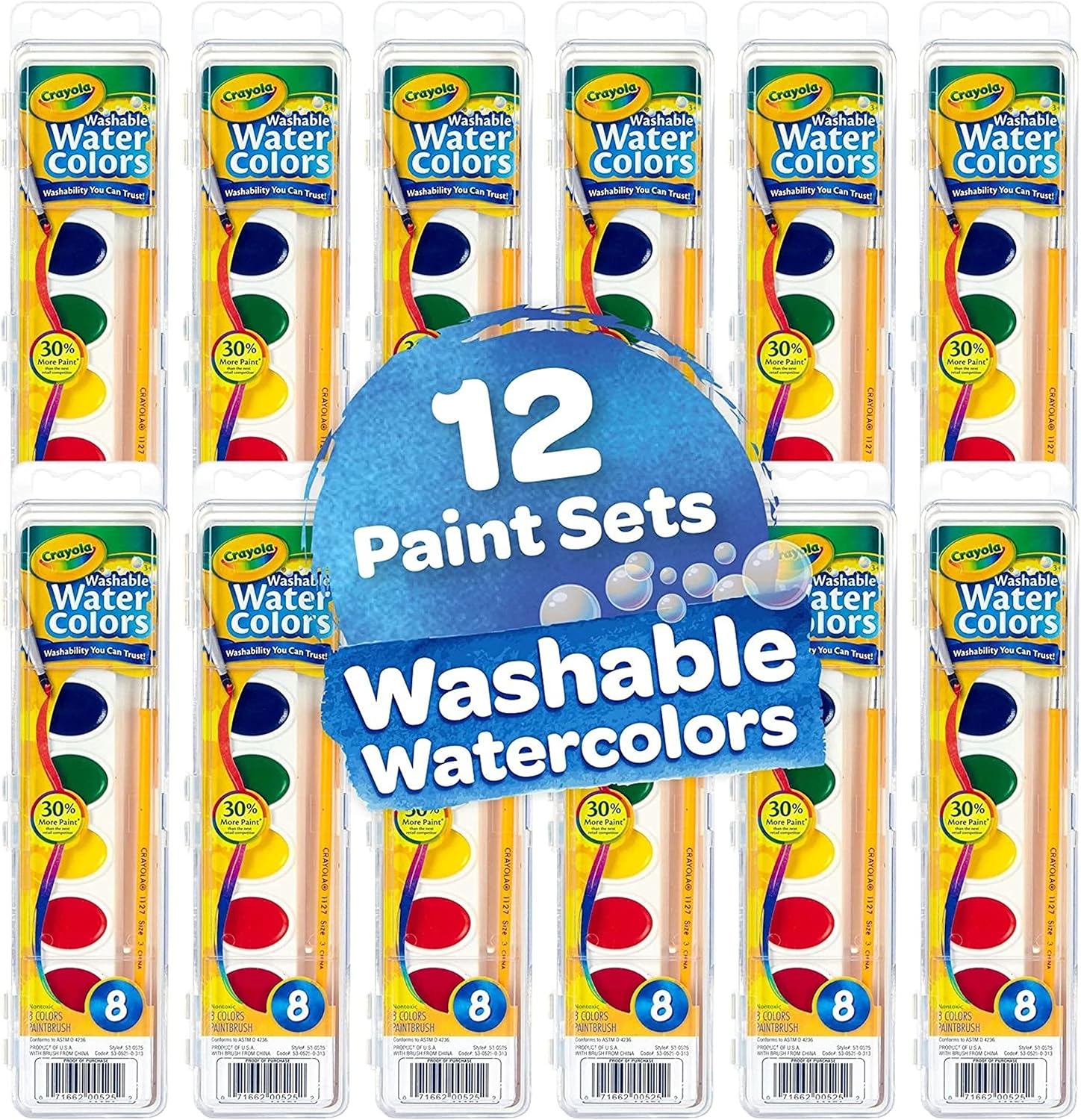 Thumbnail 1 de Crayola Washable Watercolor Paint Sets for Kids (12ct) — washable spring and Easter craft supplies with brush