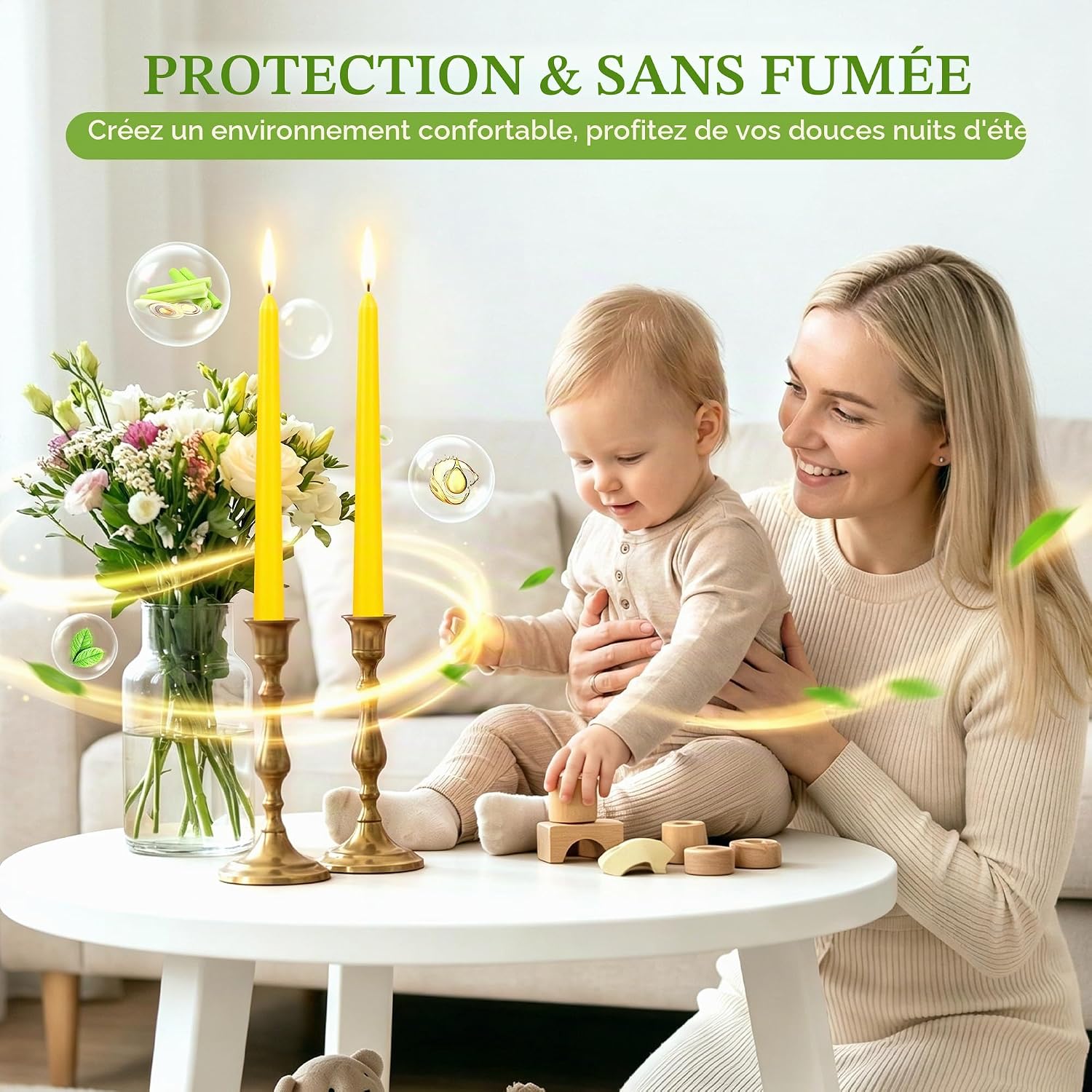 Thumbnail 3 de 12 Bougies Citronnelle en Cire de Soja – Pack 12, durée de combustion indiquée jusqu'à 96 h (8 h par bougie), parfaites pour terrasses et mariages