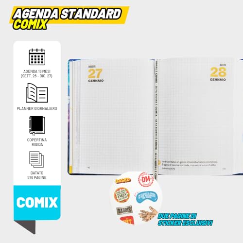 Detalle 2 de Agenda giornaliera COMIX 16 mesi 2026-2027: compatta, resistente e a fumetti per studenti