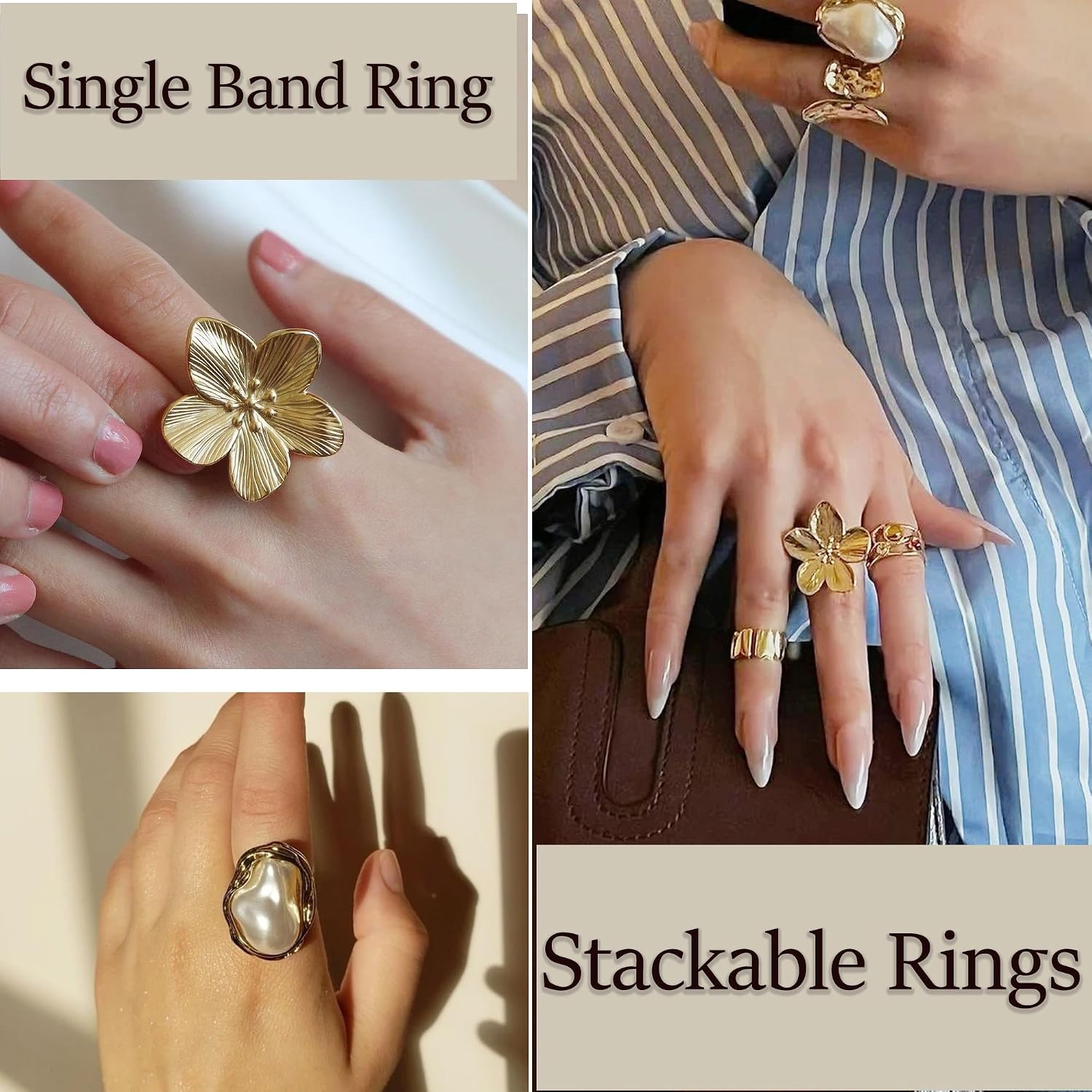 Detalle 2 de FAXHION gold-plated ring set, 12-piece