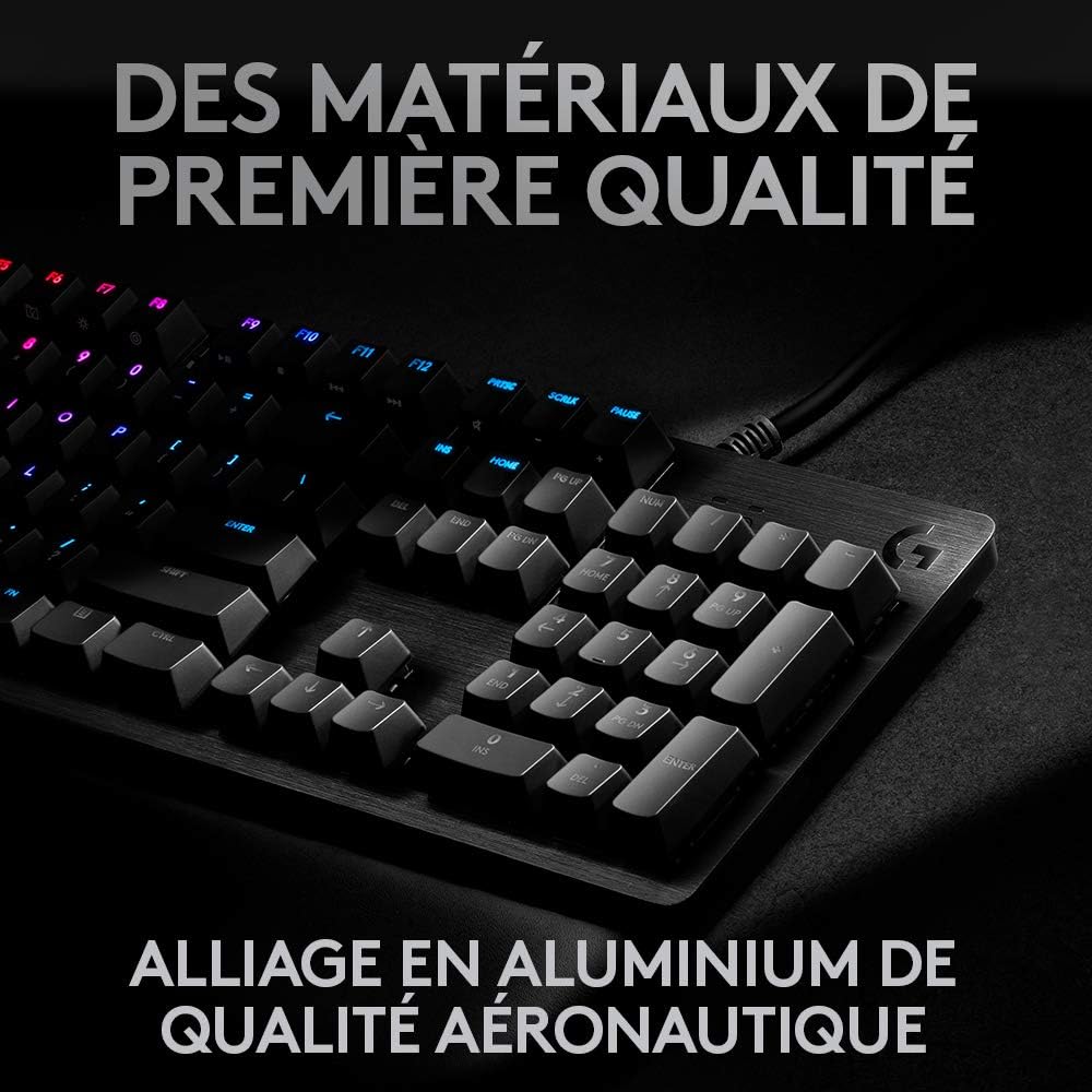 Detalle de Logitech G512 Clavier Gamer Mécanique – GX Brown, RGB LIGHTSYNC, aluminium 5052, AZERTY Noir