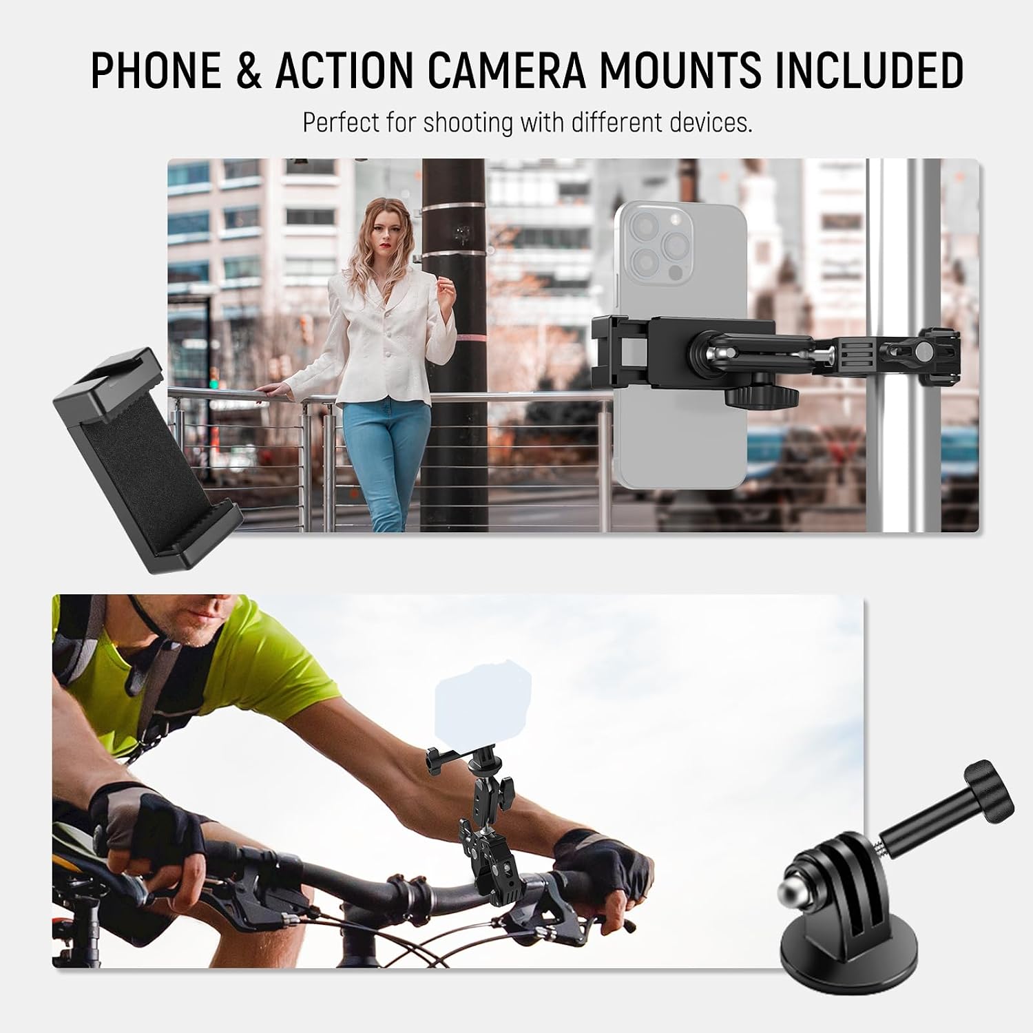 Thumbnail 6 de NEEWER Super Clamp with 3" Dual Ballhead Magic Arm (ST83) for phone & action cameras