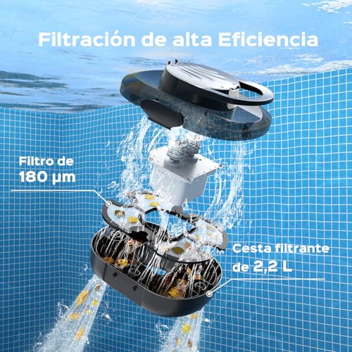 Detalle de BRINBO S1PRO (2026 Upgrade): Robot limpiafondos para piscina de fondo plano, 120 minutos de limpieza, sin cables