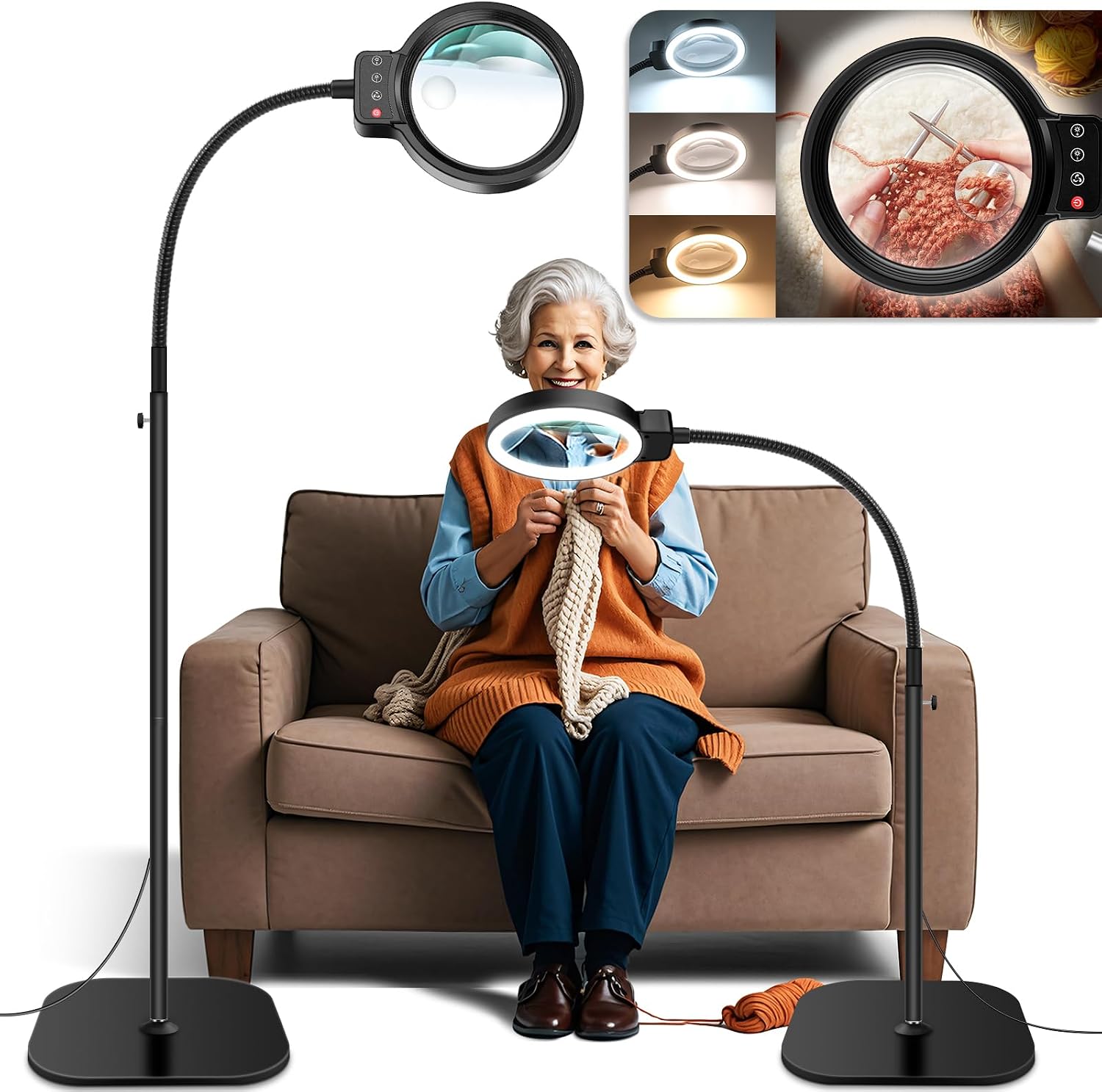 Detalle de Large Floor Magnifying Lamp with Light
