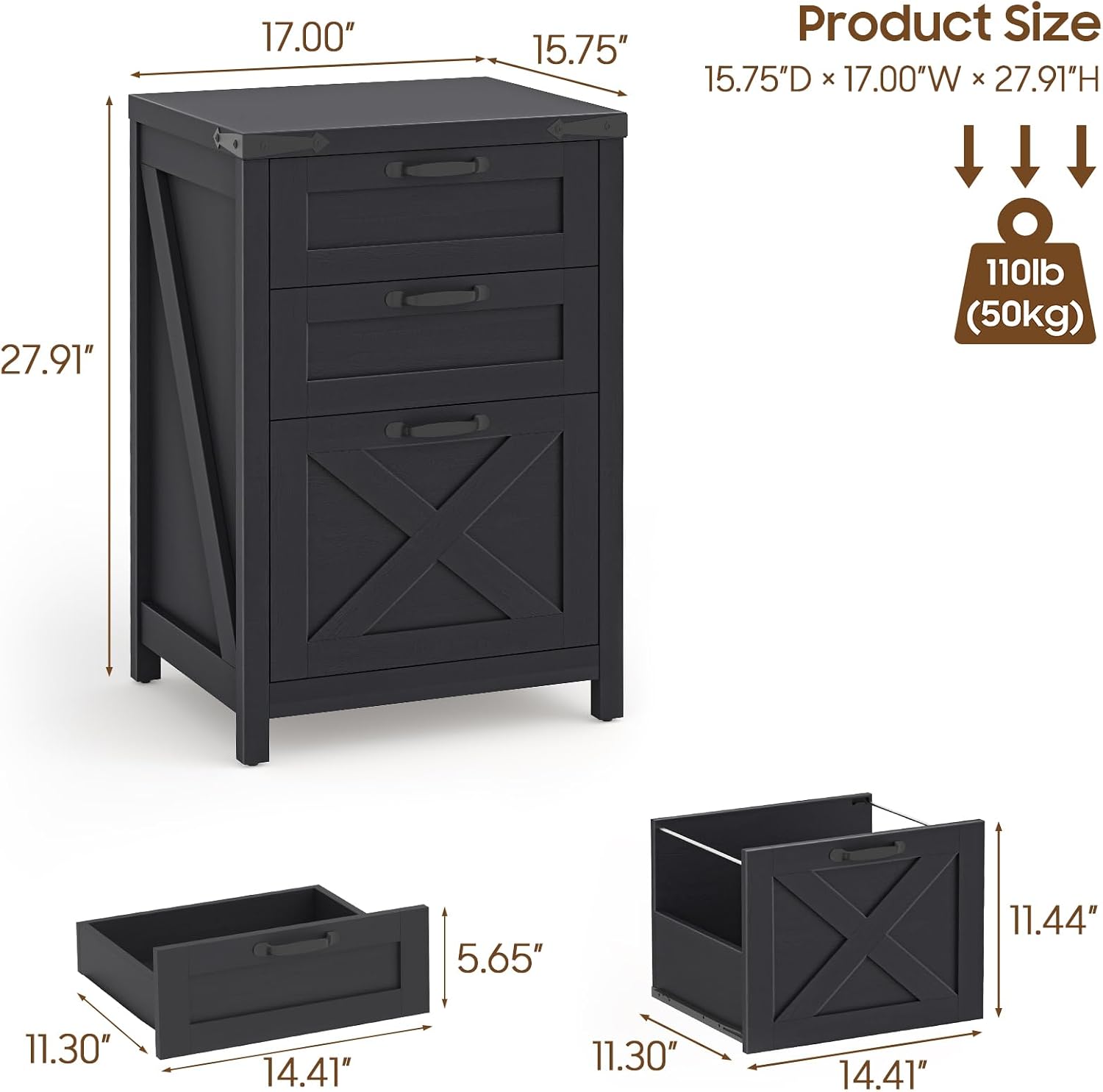 Thumbnail 2 de Halitaa File Cabinet with 3 Drawers