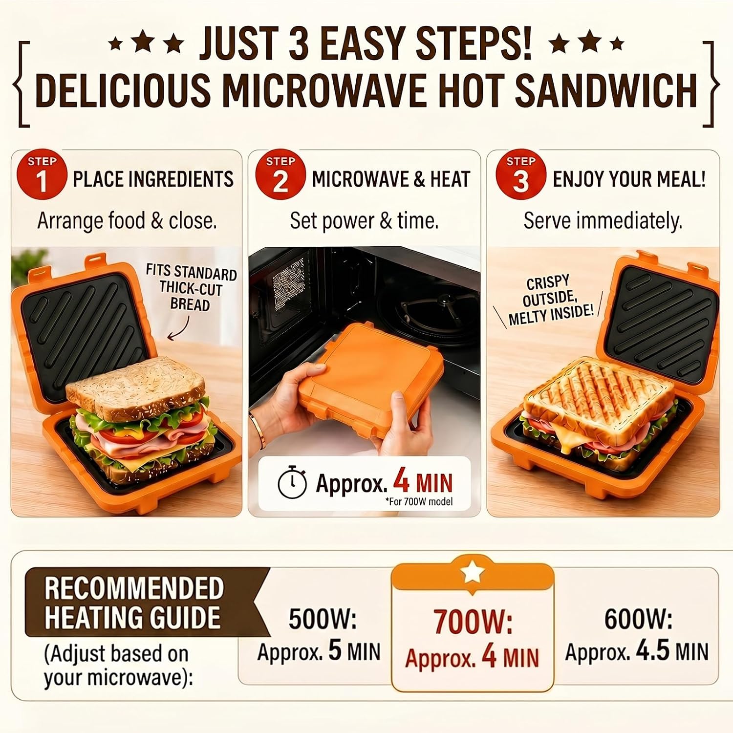 Thumbnail 3 de Microwave Sandwich Maker with Nonstick Plates