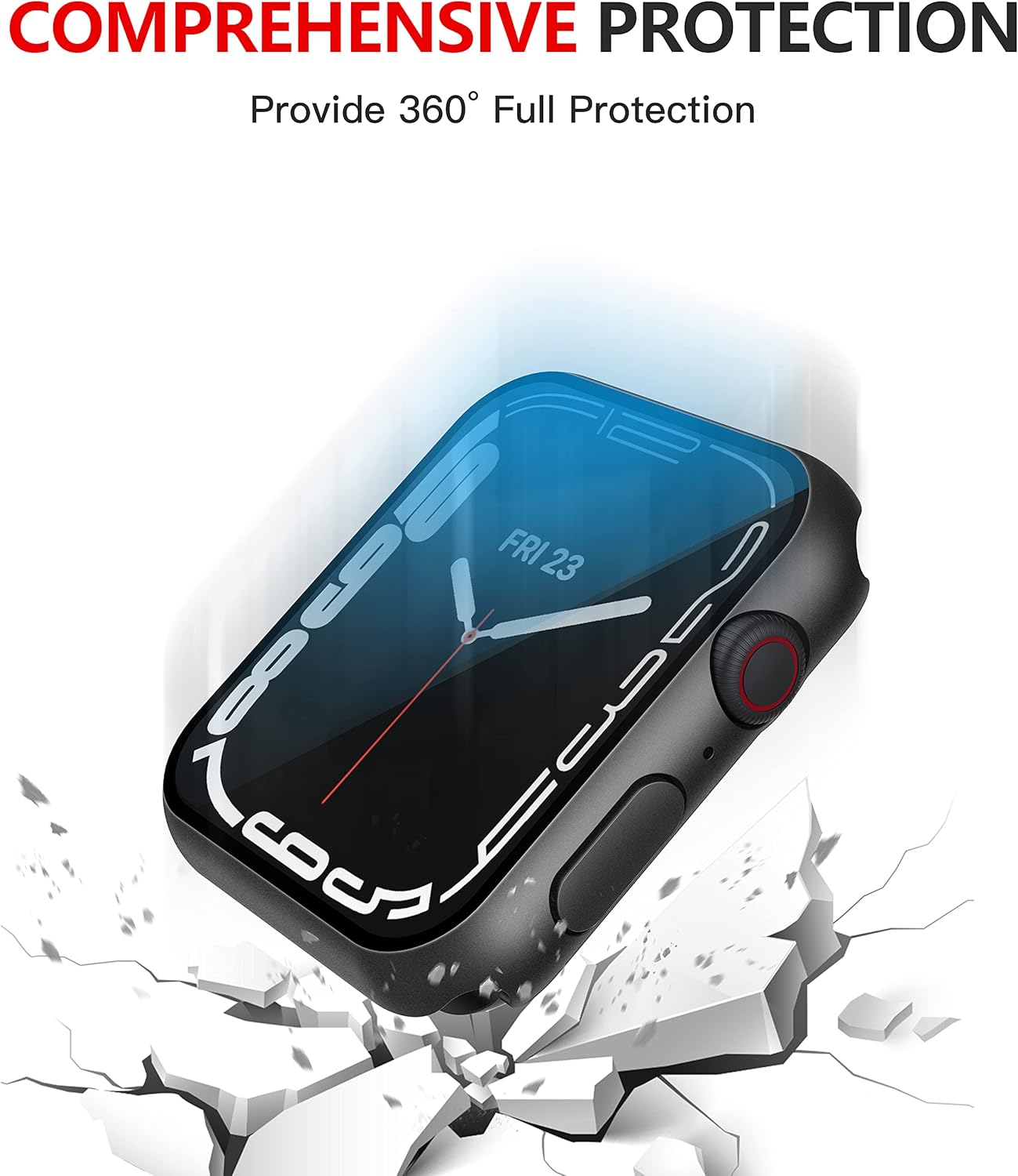 Thumbnail 5 de Misxi 2-Pack Waterproof Hard Case with Tempered Glass for Apple Watch 9/8/7 45mm