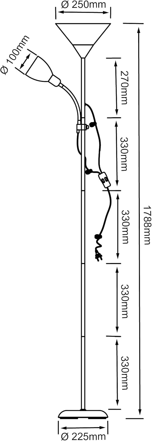 Thumbnail 1 de BRILLIANT Lampe Spari bras de lecture uplighter noir/blanc avec interrupteur à cordon, 1x A60 E27 jusqu’à 60 W