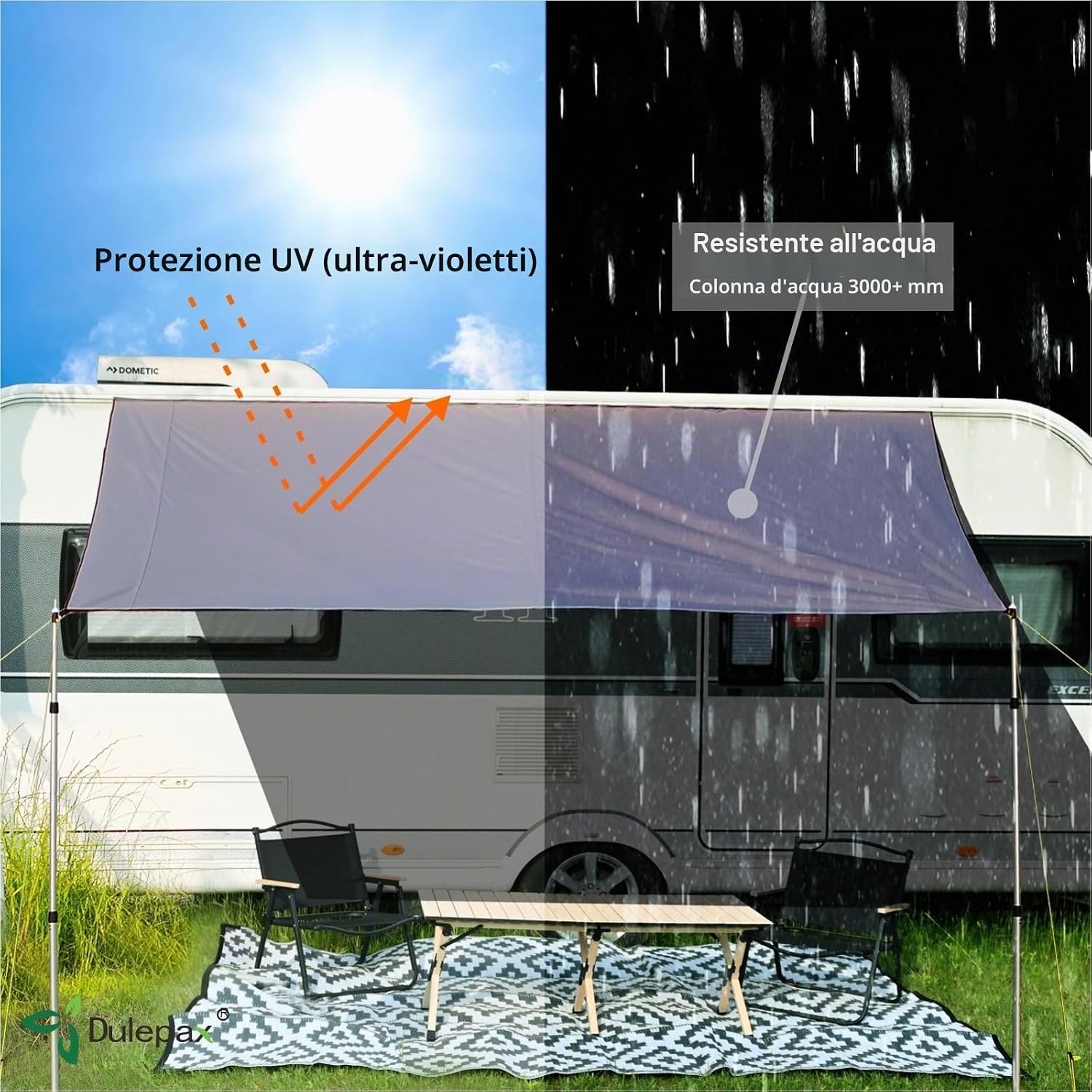 Thumbnail 5 de Dulepax Tenda da sole per roulotte 2,96 x 2,45 m: protezione UV e impermeabile con kit completo