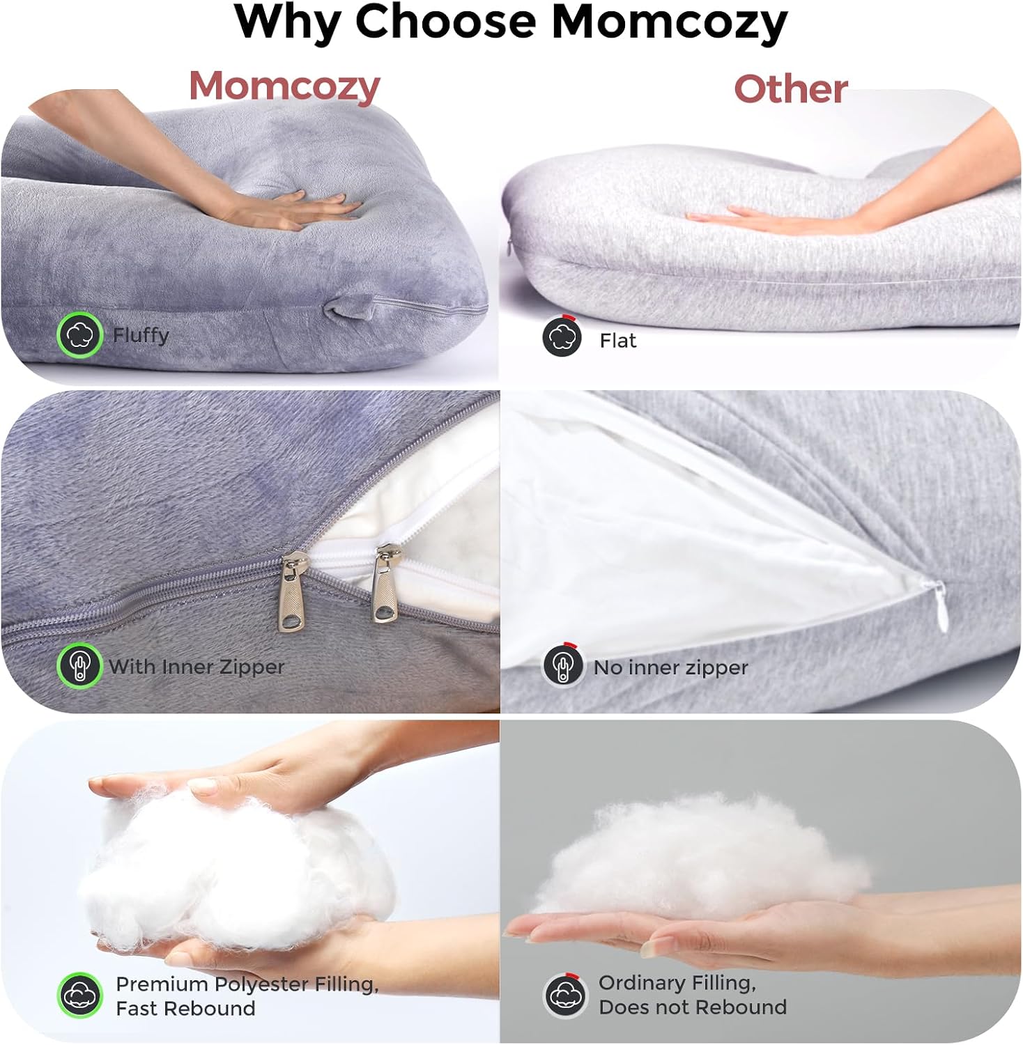 Thumbnail 6 de momcozy Pregnancy Pillow 57 inch U-Shaped