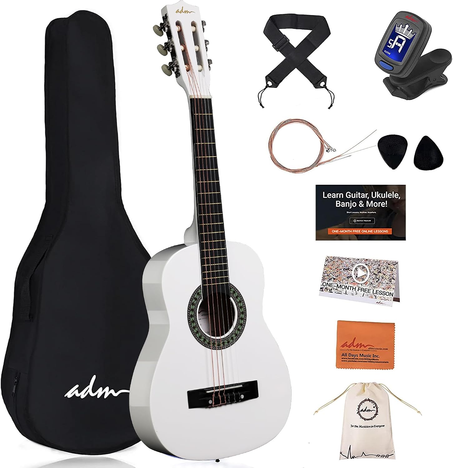 ADM Beginner Acoustic Classical Guitar, 30-Inch
