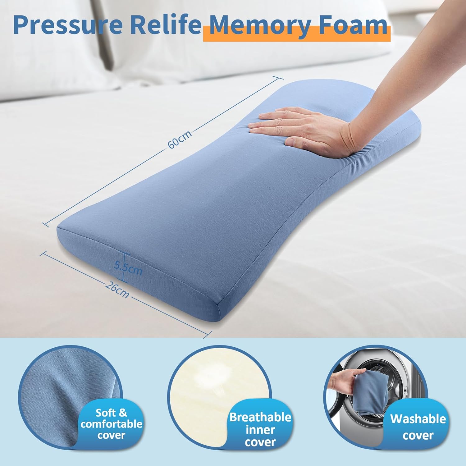 Thumbnail 6 de Hydomi lumbar support pillow for bed relief back pain – memory foam waist bolster for side, back & stomach sleepers