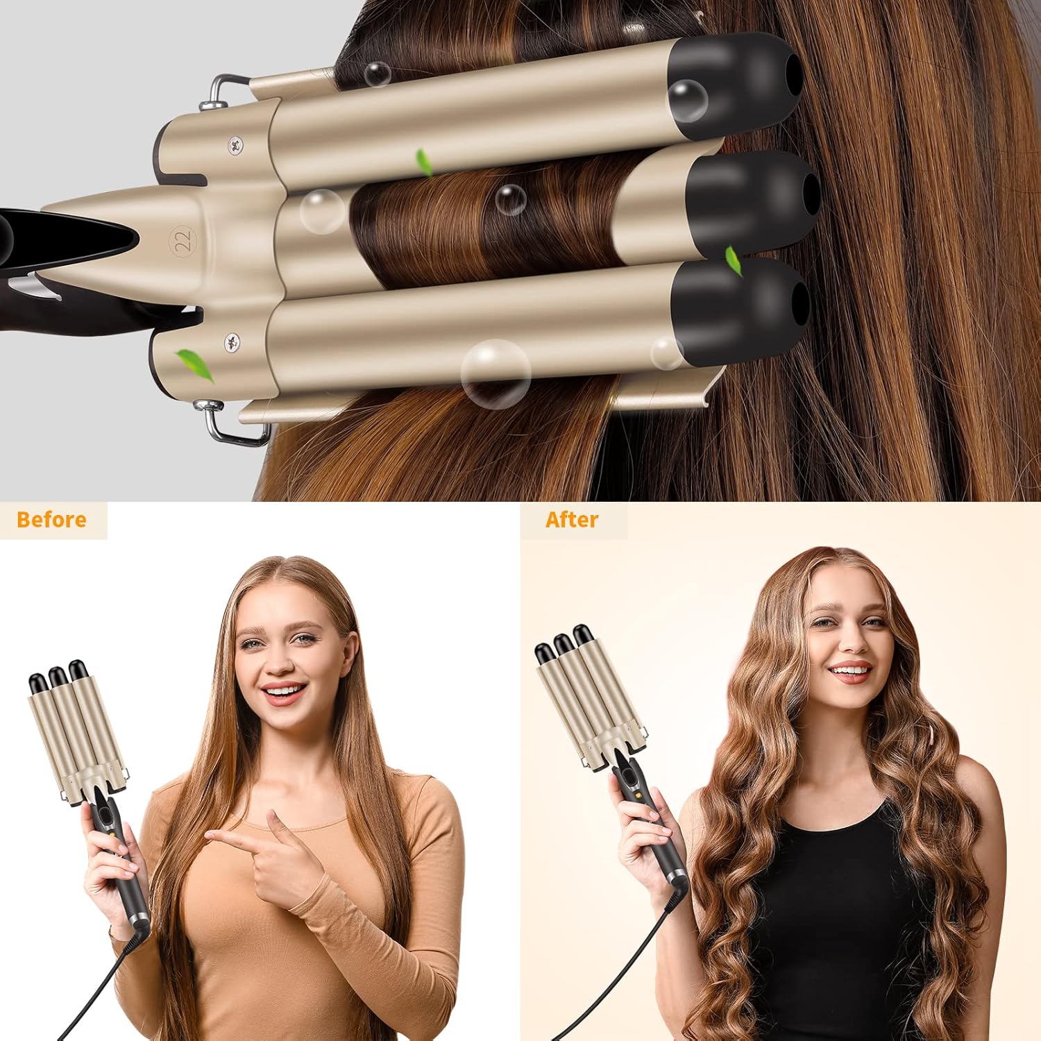 Thumbnail 4 de Hilifexll 22mm 3‑barrel waver for mermaid waves 🎀