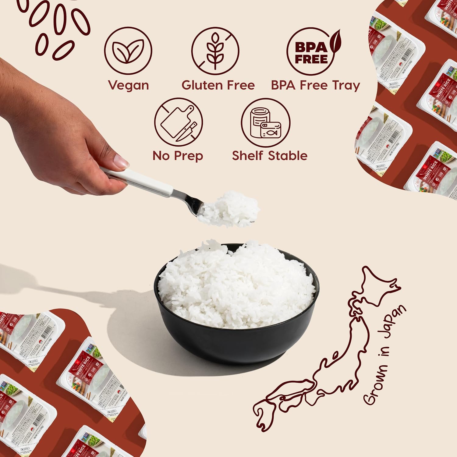 Detalle 2 de IRIS Instant White Rice, Japanese Short-Grain Rice, 24 Microwave-Ready Trays