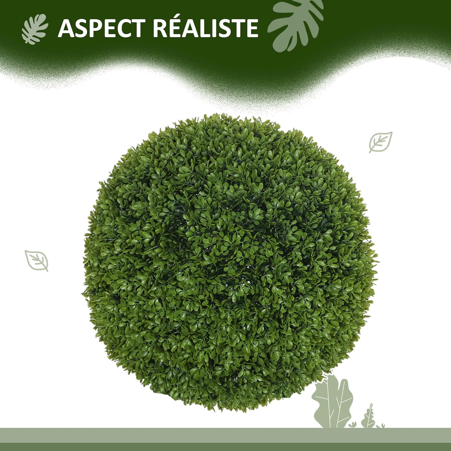 Thumbnail 2 de HOMCOM Lot de 2 Boules de buis artificielles 40 cm – Protection UV, vert foncé