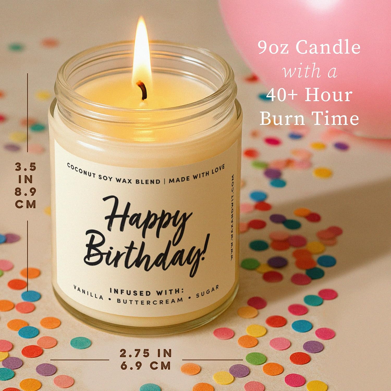 Detalle de Happy Birthday Candle for Women by WAX & WIT — Vanilla Buttercream Cake Soy Candle, 9oz