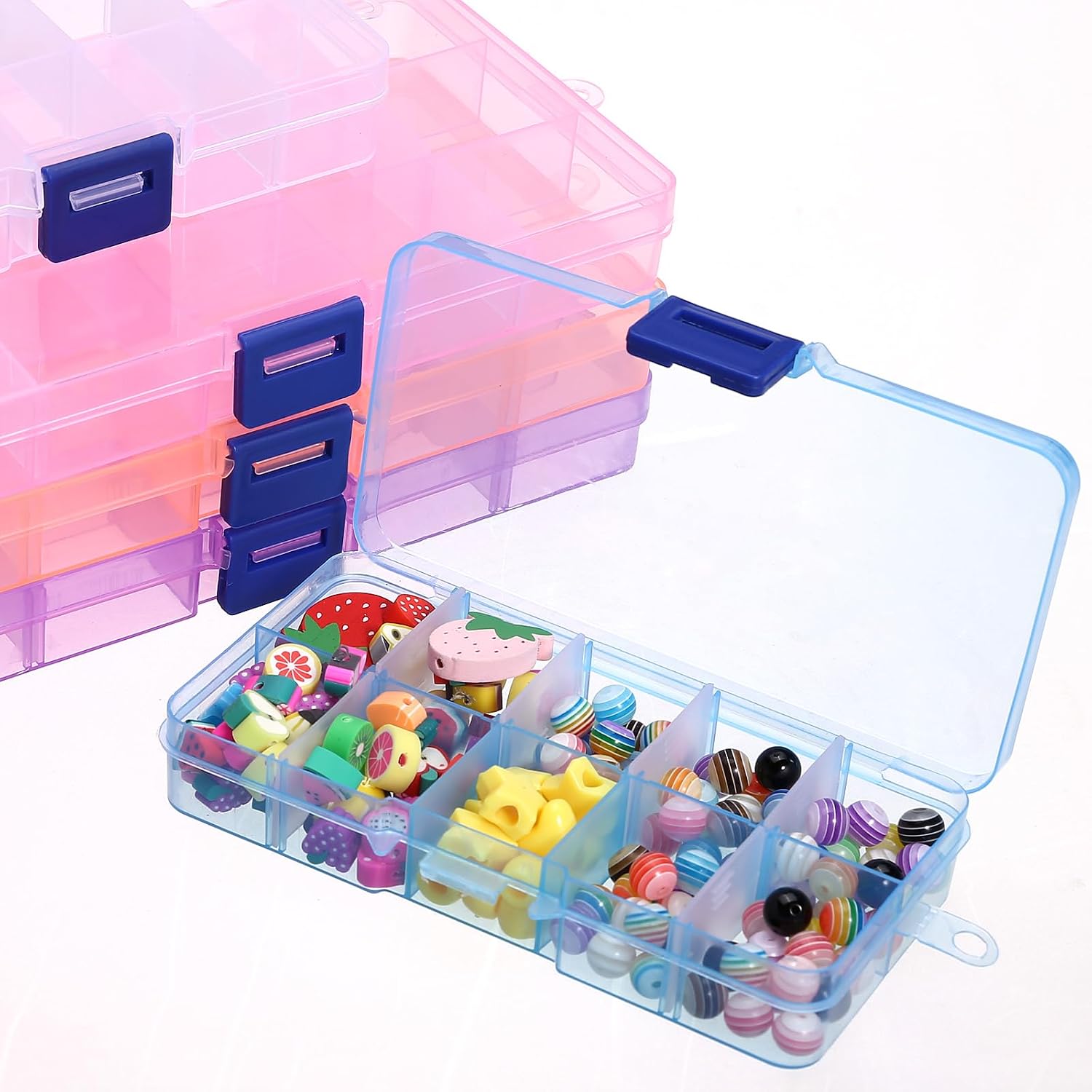 Detalle de Naler NL-EU-071 förvaringsaskar i plast, 10/15 fack, 5-pack