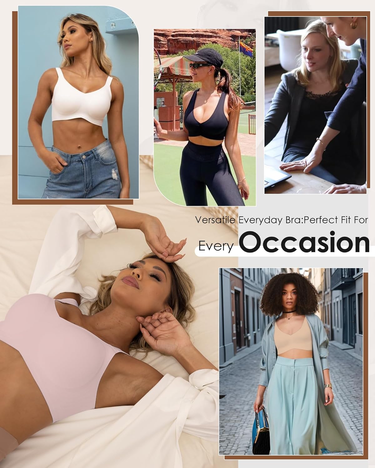 Detalle 1 de HORISUN Damen-BH ohne Bügel Comfy Push-Up