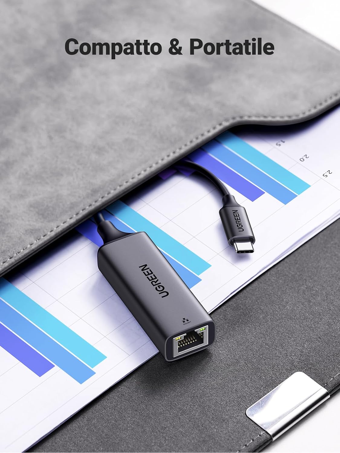 Thumbnail 5 de UGREEN Adattatore Ethernet USB-C a RJ45 1000 Mbps in alluminio (Thunderbolt 3) – convertitore di rete per MacBook, iPad e smartphone